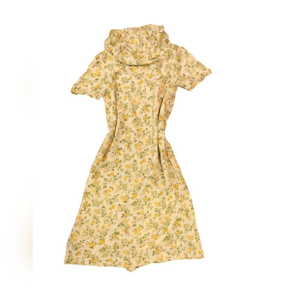 Vintage 60s women's yellow floral print dress‎